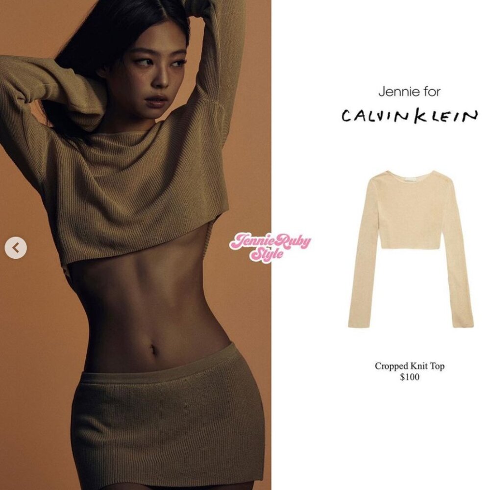 CALVIN KLEIN KNIT BLACK CROPPED LONGSLEEVE